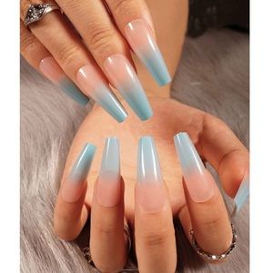 Blue False Nails